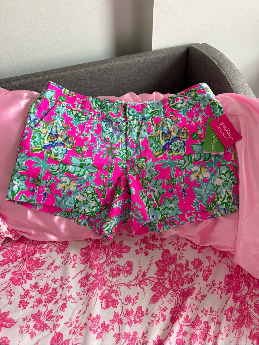 Lilly Pulitzer Pink Multi Floral High-Waist Shorts